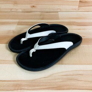 Olukai Slipper Sandal Black White - Women's Size 5.5